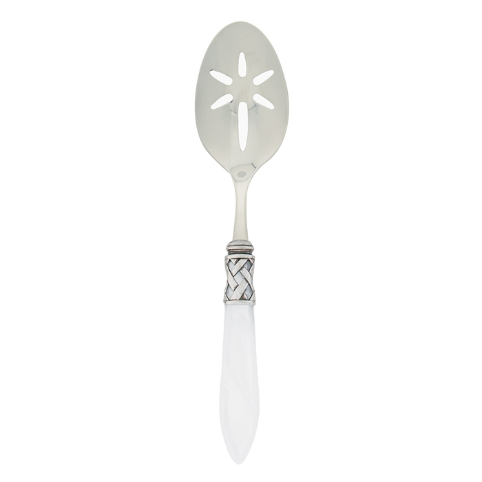 Vietri Aladdin White Antique Slotted Serving Spoon