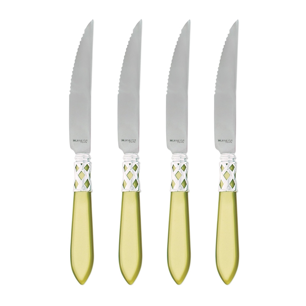 Vietri Aladdin Brilliant Chartreuse Steak Knives - Set of 4 - ALD-9824C-B
