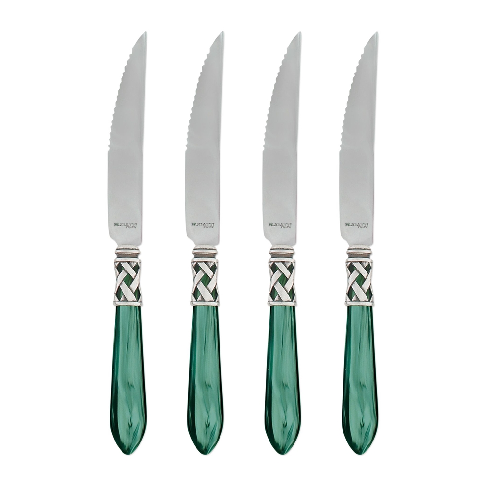 Vietri Aladdin Antique Green Steak Knives - Set of 4 - ALD-9824G