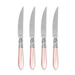 Vietri Aladdin Brilliant Light Pink Steak Knives Set-4