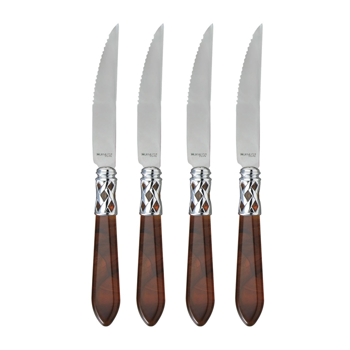 Vietri Aladdin Tortoiseshell Brilliant Steak Knife Set 4