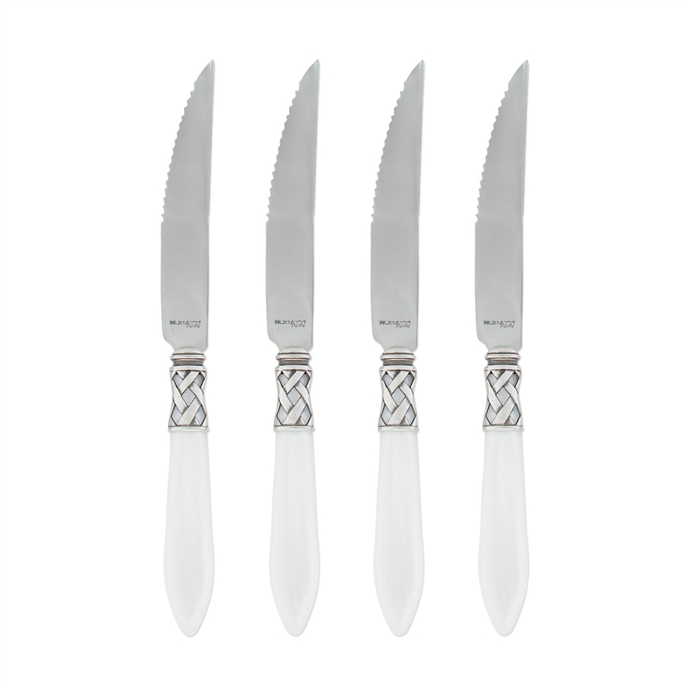 Vietri Aladdin Antique White Steak Knives - Set of 4 - ALD-9824W