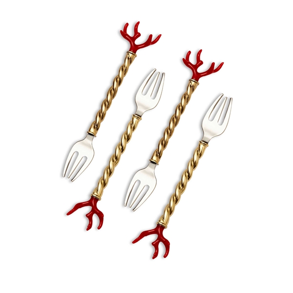 L'Objet Coral Stainless Steel Cocktail Forks Set of 4