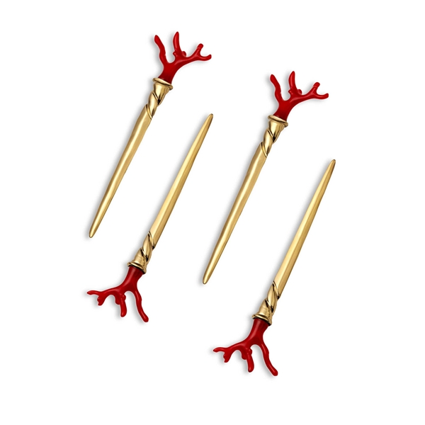 L'Objet Coral Stainless Steel Cocktail Single-Prong Picks Set of 4