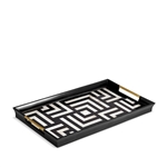 L'Objet Dedale Rectangular Tray - Black + White Natural Shells - Large