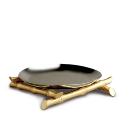 L'objet 14" Round Platter on 24K Gold Bambou Stands