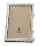 L'Objet White Crystals On Platinum Rectangular Frame 5x7