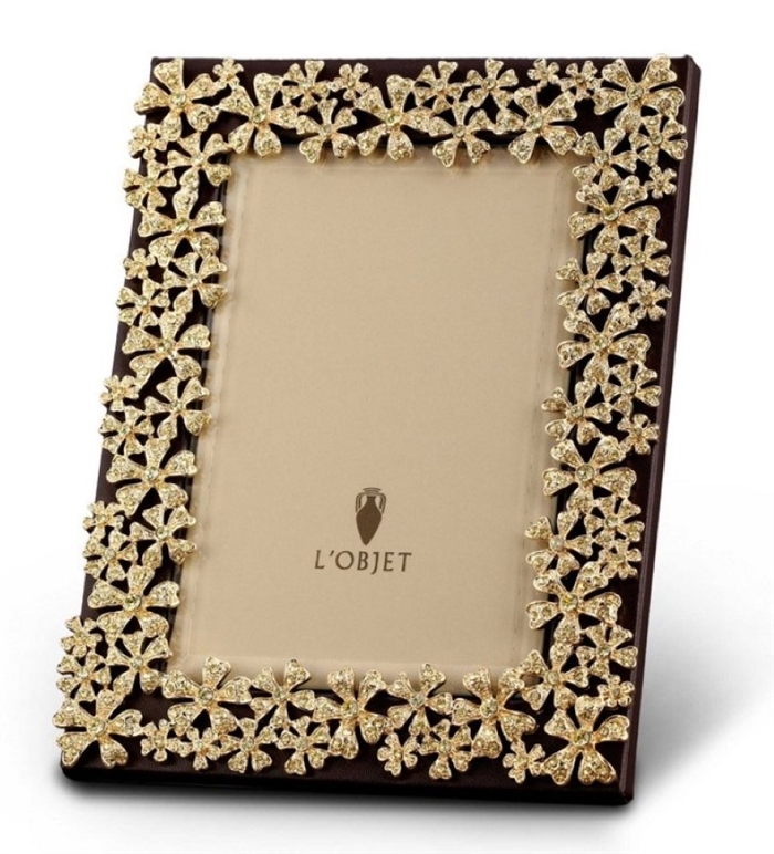 L'Objet Gold Plated Garland Photo Frame + Yellow Crystals 8x10