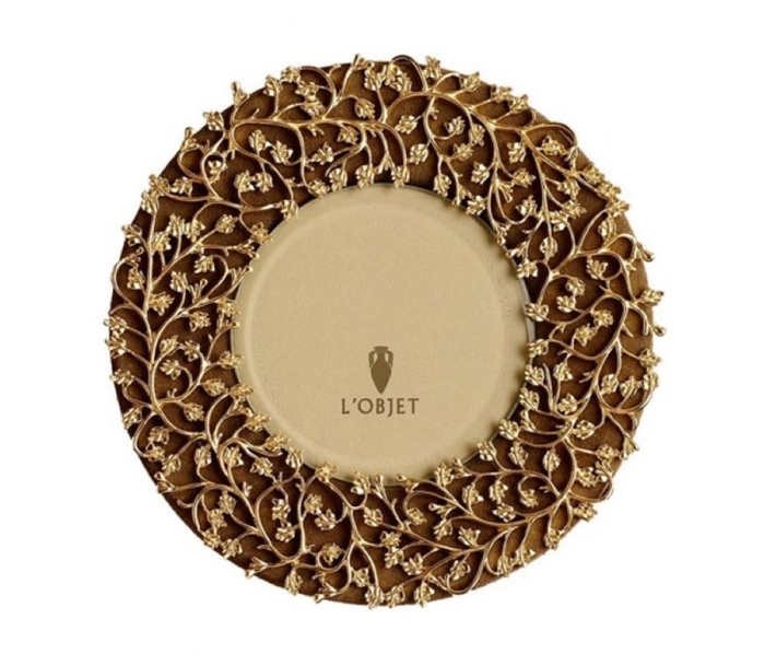 L'Objet Lorel Gold Plated & Suede backed Frame Round