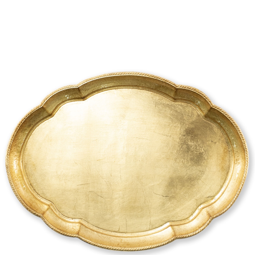 Vietri Florentine Wooden Acces Gold Large Oval Tray