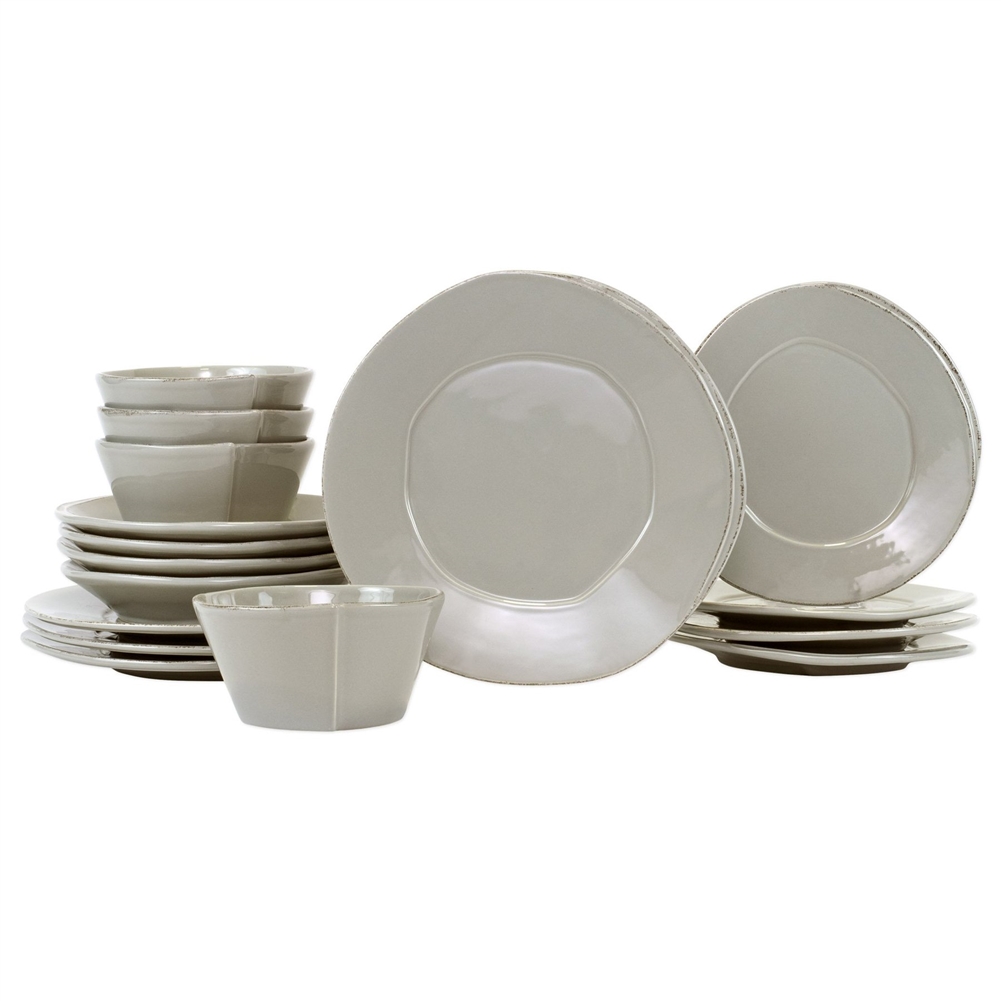 Vietri Lastra Light Gray Sixteen-Piece Service for 4 - LAS-2600LGS-16