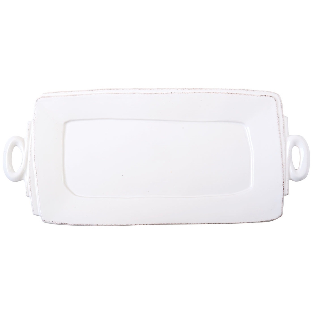 Vietri Lastra White Handled Rectangular Platter