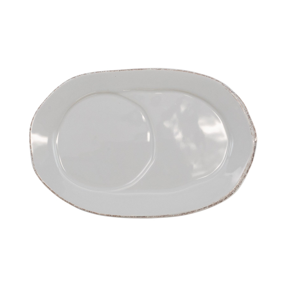 Vietri Lastra Light Gray Oval Tray - LAS-2624LG