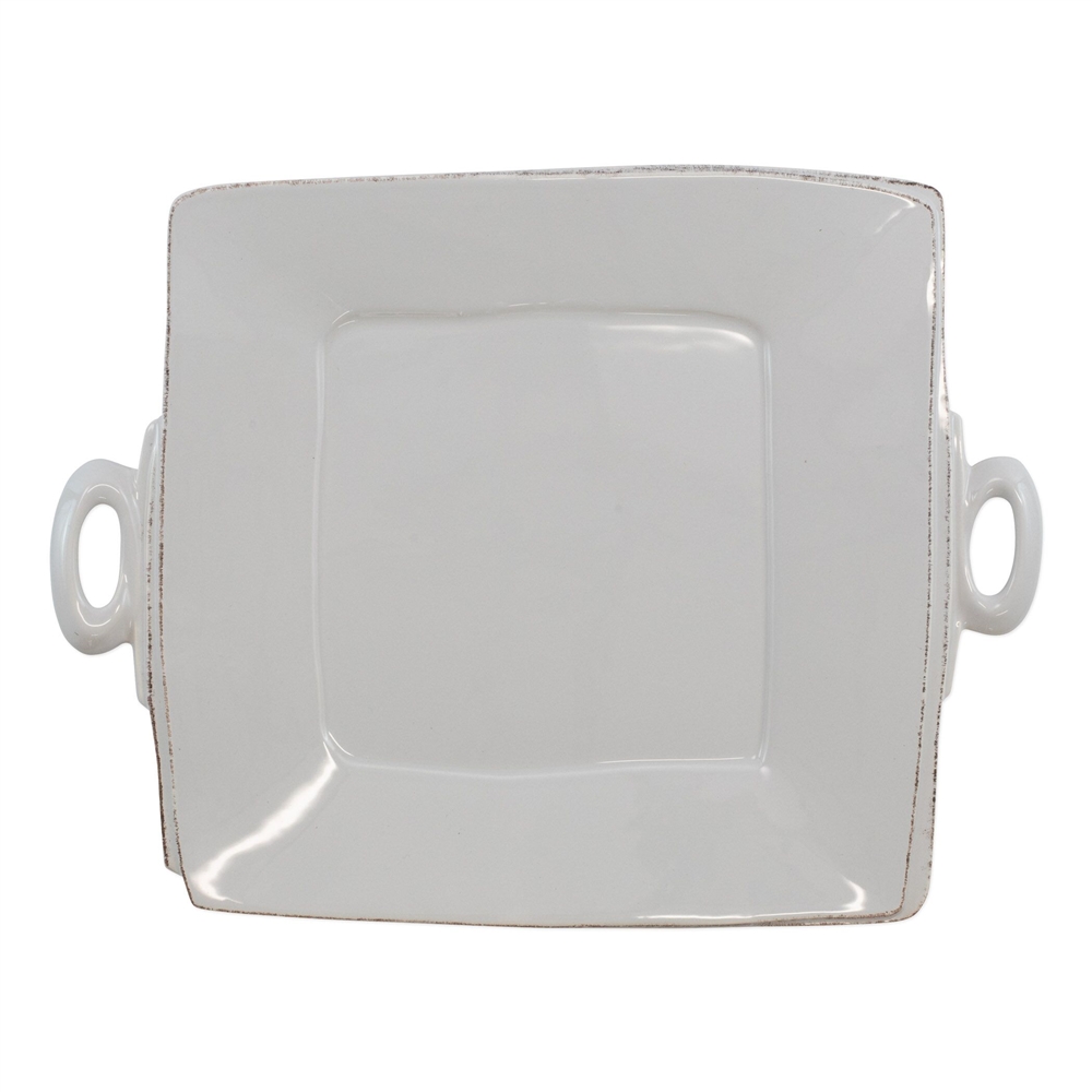 Vietri Lastra Light Gray Handled Square Platter - LAS-2628LG