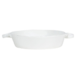 Vietri Lastra White Handled Round Baker