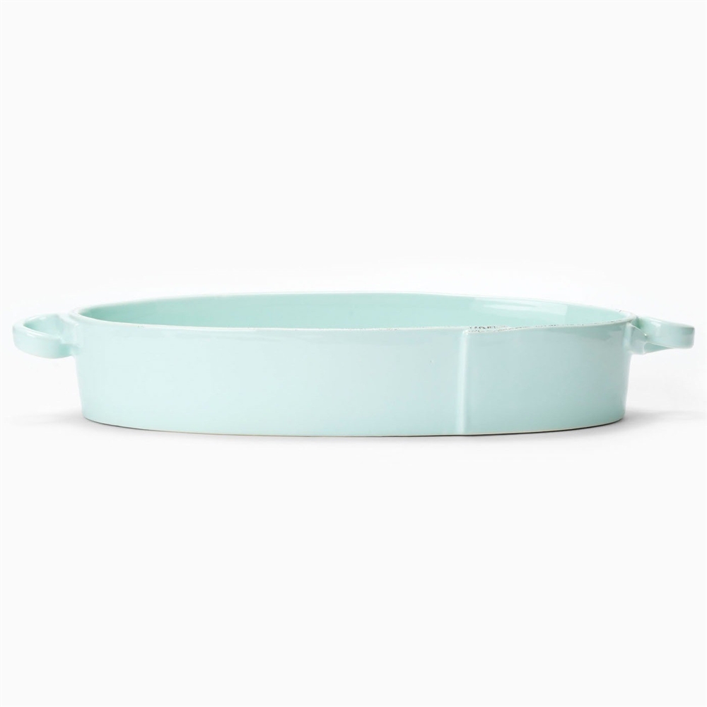 Vietri Lastra Aqua Handled Oval Baker