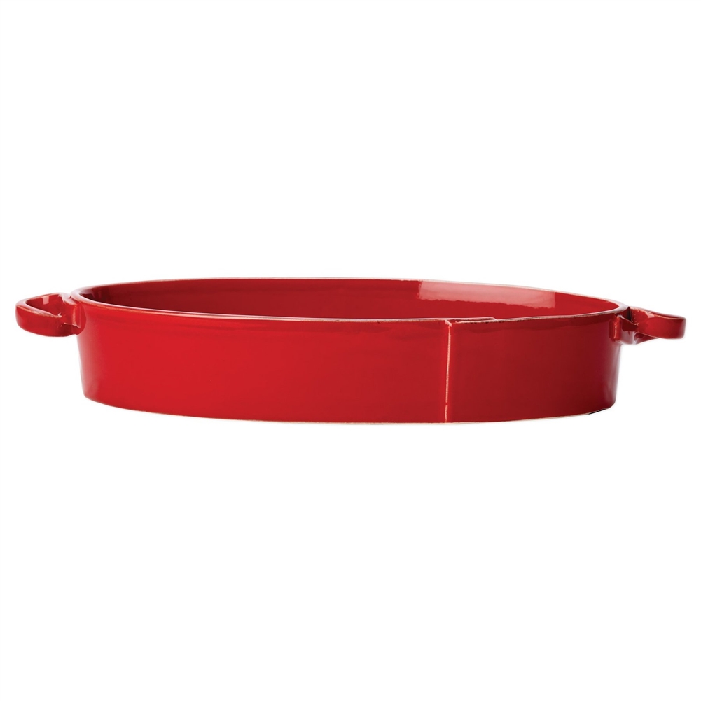 Vietri Lastra Red Handled Oval Baker - LAS-2655R