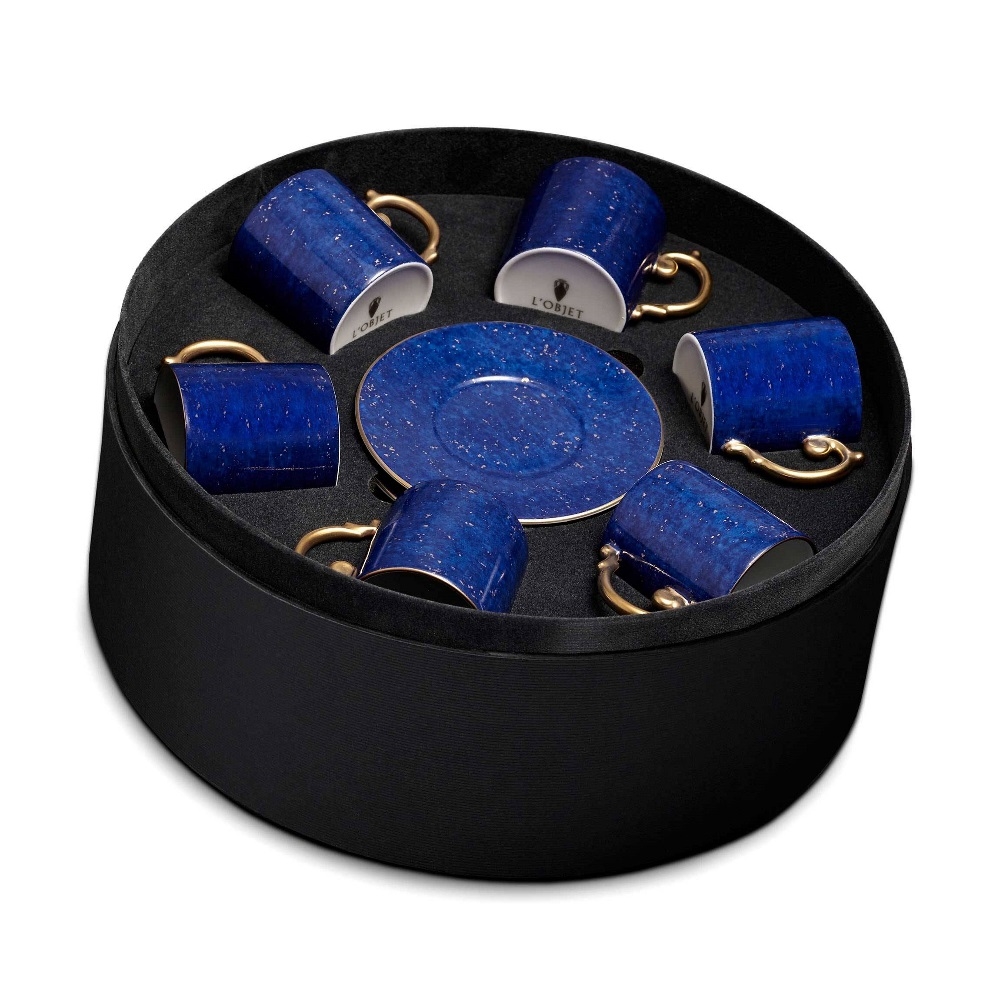 L'Objet Lapis Espresso Cup + Saucer Gift Box of 6