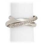 L'Objet 3 Platinum Napkin Rings 1 w/Swarovski Crystals, Set/4