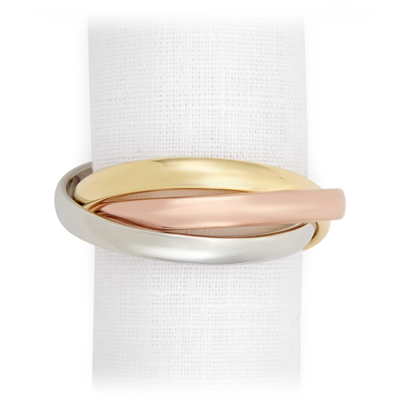 L'Objet Tricolor Napkin Rings Gold, Rose Gold and Platinum Plated Set/4