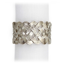 L'Objet Matte Platinum Braid Napkin Rings, Set/4