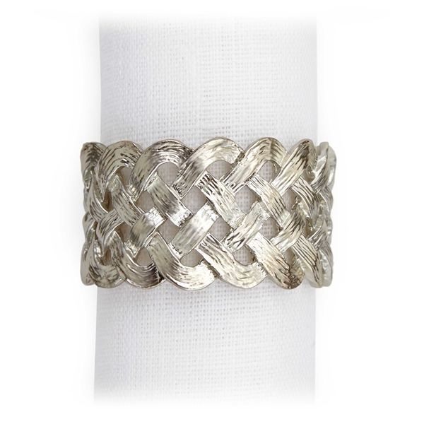 L'Objet Matte Platinum Braid Napkin Rings, Set/4