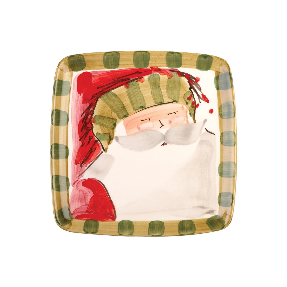 Vietri Old St Nick Square Salad Plate - Striped - OSN-7801D