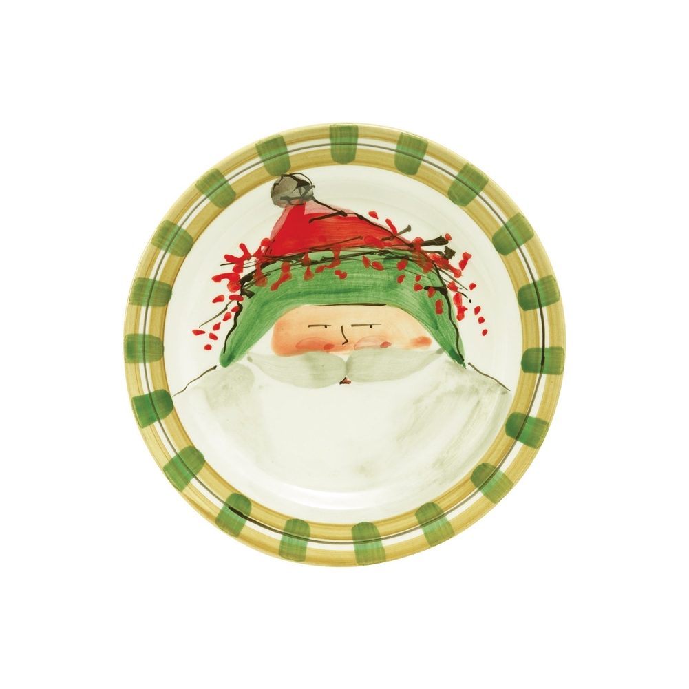 Vietri Old St Nick Round Salad Plate - Green Hat - OSN-7802B