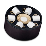 L'Objet Perlee Gold Espresso Cup and Saucer Gift Box Set of 6