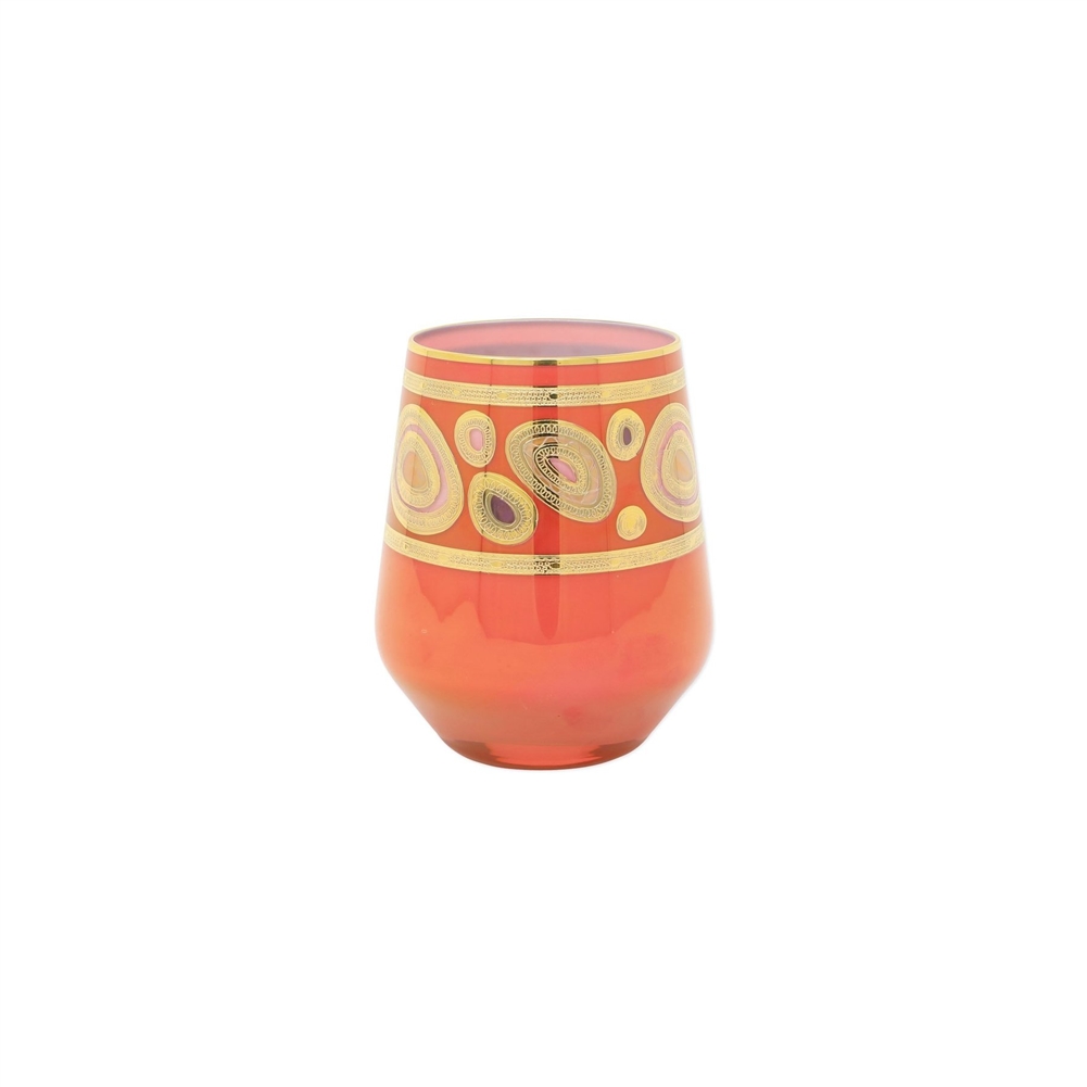 Vietri Regalia Orange Stemless Wine Glass