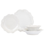 Vietri Incanto Stone White Baroque 4-Piece Dinner Set Service for 1