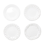 Vietri Incanto Stone White Assorted Canape Plates - Set of 4 - SINC-W1119