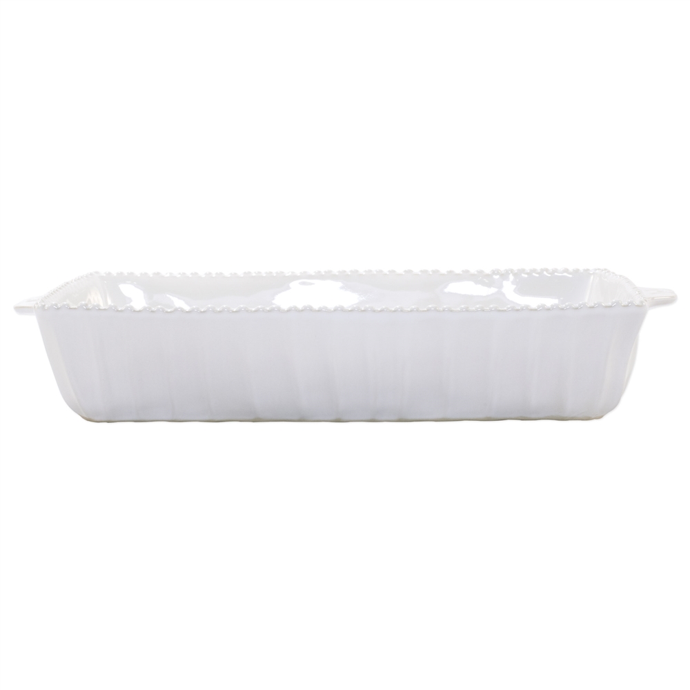 Vietri Incanto Stone White Stripe Rectangular Baking Dish - SINC-W1161