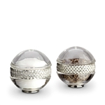 L'Objet Matte Platinum Braid Salt & Pepper Shakers Set of 2