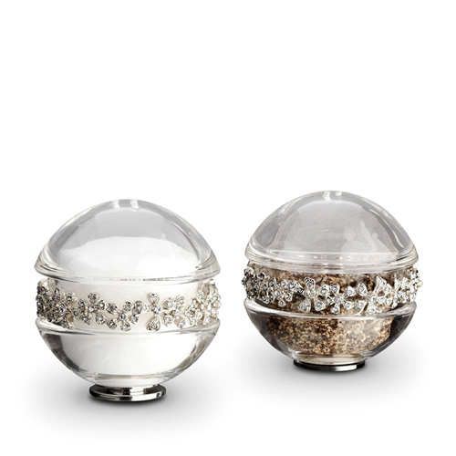L'Objet Platinum Garland Salt & Pepper Shakers w/Swarovski Crystals Set of 2