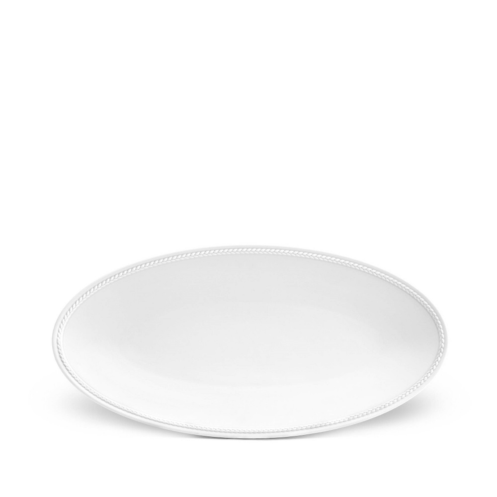 L'Objet Soie Tressee White Oval Platter - Small