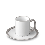 L'Objet Soie Tressee Platinum Espresso Cup and Saucer