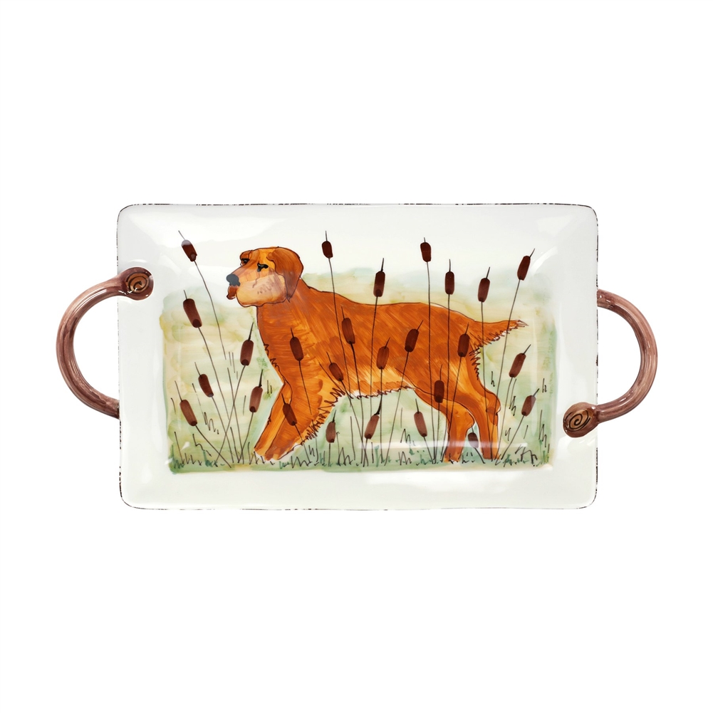 Vietri Wildlife Hunting Dog Large Rectangular Platter