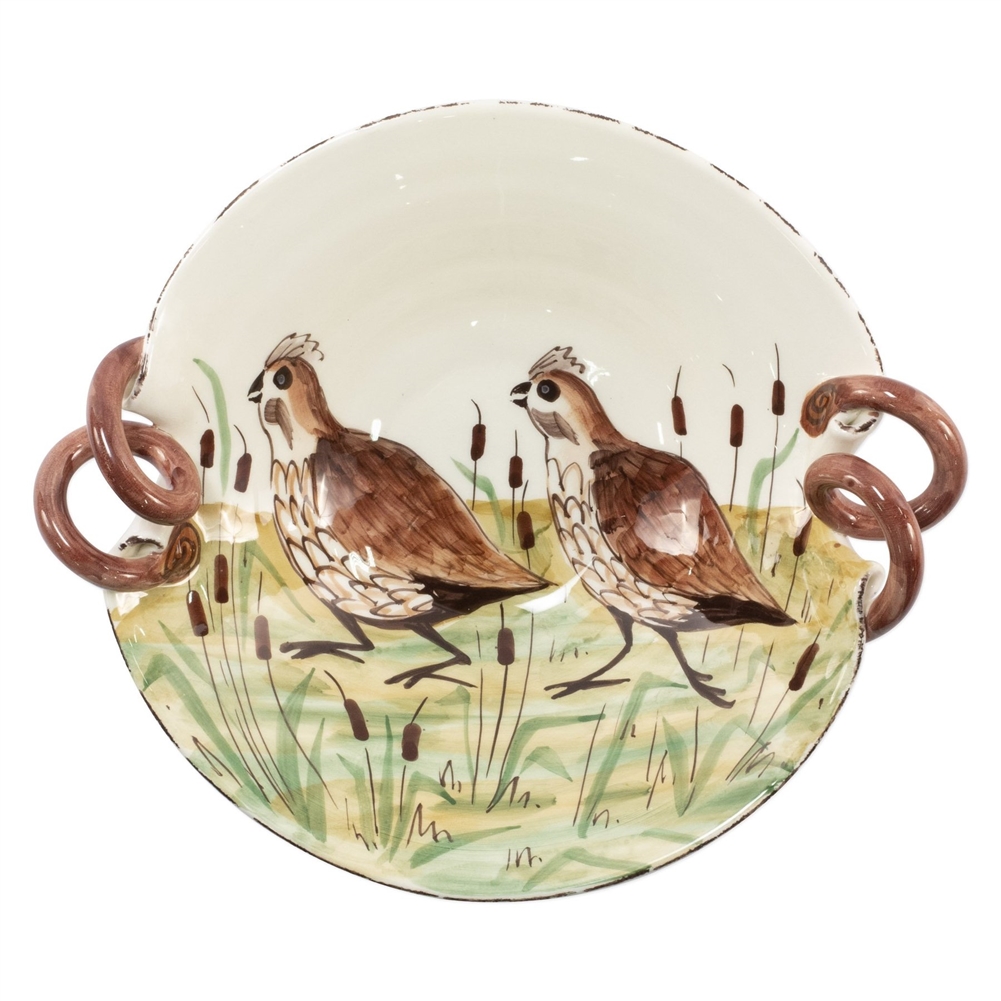 Vietri Wildlife Quail Scallop Handled Bowl - WDL-78052
