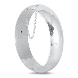 Silver Oval High Polish Bangle Bracelet  - 20mm