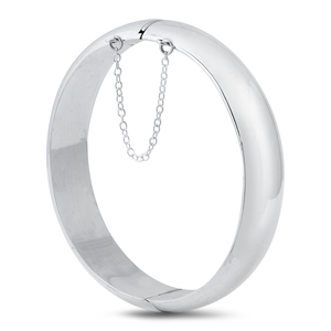 Silver Oval Shape Bangle Bracelet - 15mm