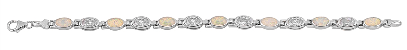 Silver Bracelet W/Lab Opal