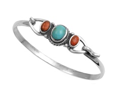 Silver Bangle Bracelet W/ Stone