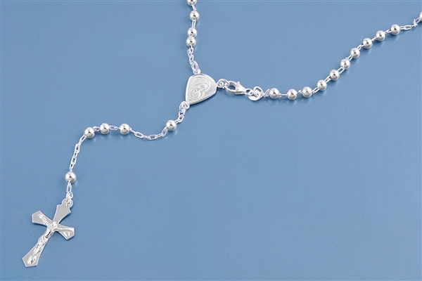 Silver Rosary Necklace - 4 mm