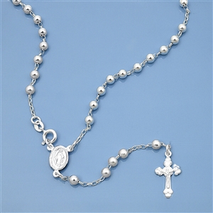 Silver Rosary Necklace - 4 mm
