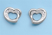 Silver CZ Earring - Heart