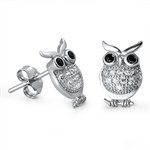 Silver CZ Earring - Owl