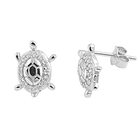 Silver CZ Earring - Turtle