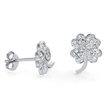 Silver CZ Earring - Four leaf Clover