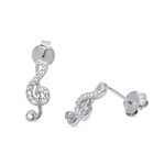 Silver CZ Earring - Music Note